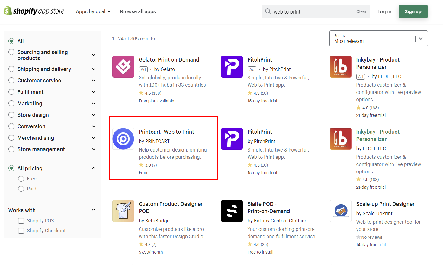 search Printcart on Shopify app store!